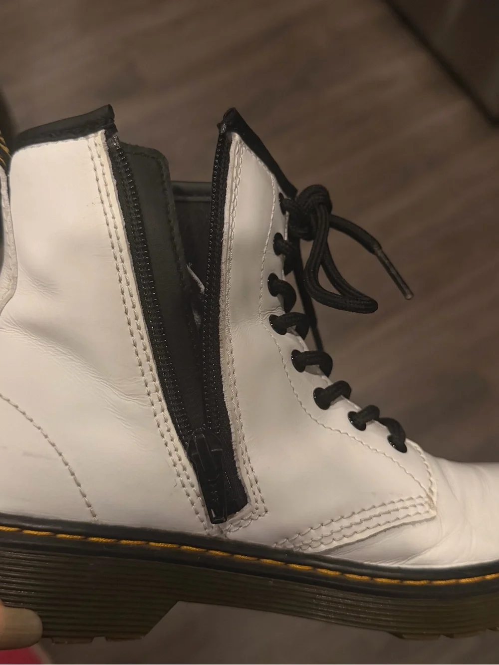 Dr. Martens Kids White and Black Lace-Up Boots
